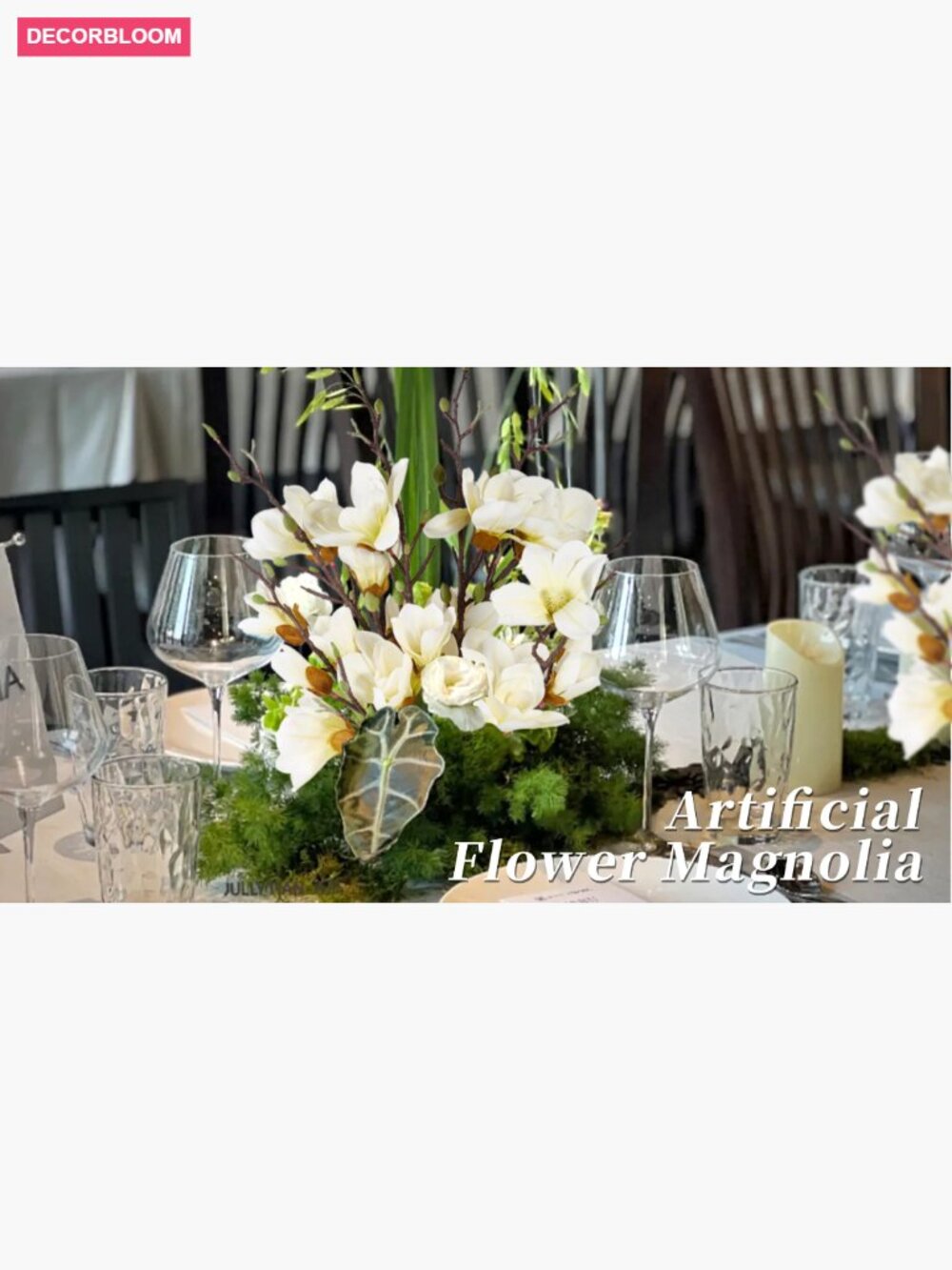 2PC 35in Artificial Magnolia Flowers Real Touch 10 Heads Faux Long Stem with - Picture 7 of 7